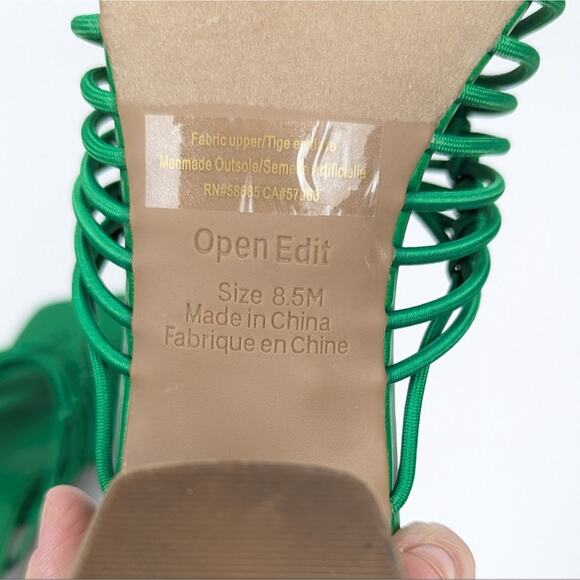 Open Edit Vibrant Green Clover Strappy Square Toe Block Heel Sandals Size 8.5 - Picture 11 of 11